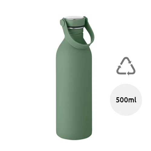 Borraccia in acciaio inox riciclato e finitura gomma con manico silicone 500ml