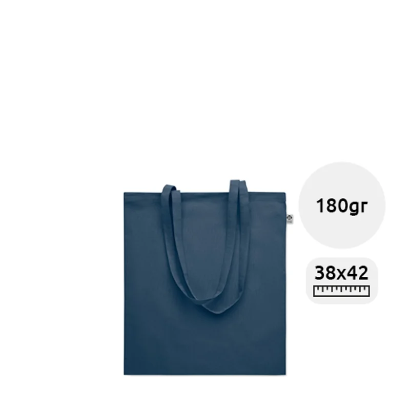 Shopper in cotone biologico con manici lunghi da 180g 38x42cm