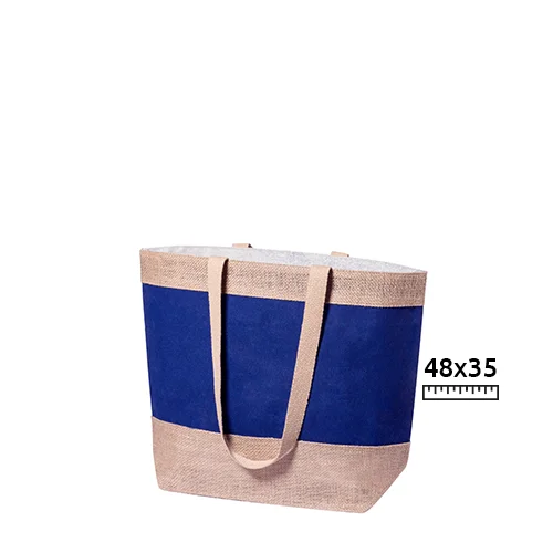 Borsa spiaggia colorata in juta e cotone con manici lunghi 48×35×15cm