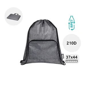 Sacca pieghevole in RPET da 7L con chiusura a coulisse e zip da 210D 37x44cm