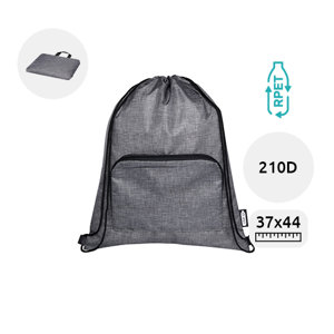 Sacca pieghevole in RPET da 7L con chiusura a coulisse e zip da 210D 37x44cm