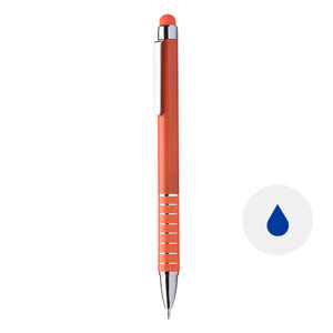Penna a sfera in plastica e impugnatura in alluminio disponibile in vari colori in coordinato con la punta touch a refill blu