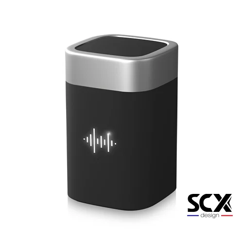 Cassa Wireless Bluetooth SCX design dalla finitura gommata in ABS e alluminio con personalizzazione luminosa