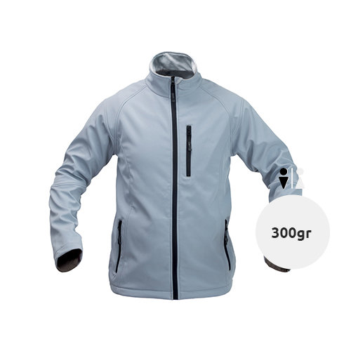 Giacca softshell da uomo colori assortiti impermeabile e traspirante con zip a contrasto in poliestere 300gr