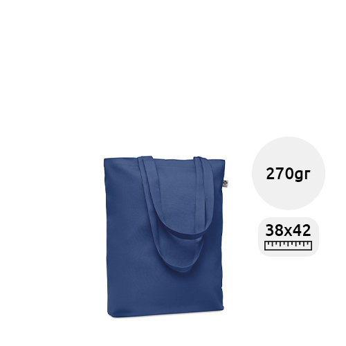 Shopper in tela biologica con manici lunghi da 270g 38x9x42cm
