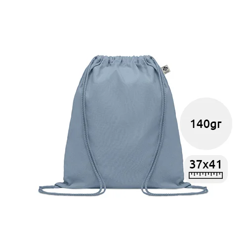 Sacca colorata in cotone biologico con chiusura a coulisse da 140gr 37x41cm