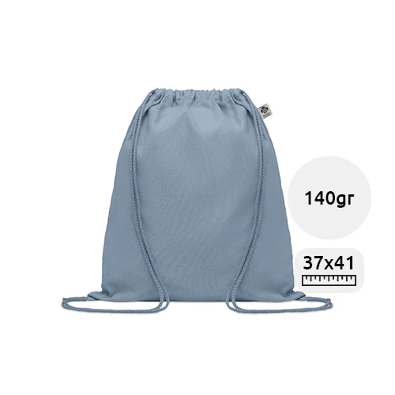 Sacca colorata in cotone biologico con chiusura a coulisse da 140gr 37x41cm