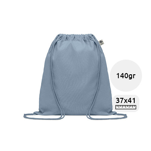 Sacca colorata in cotone biologico con chiusura a coulisse da 140gr 37x41cm