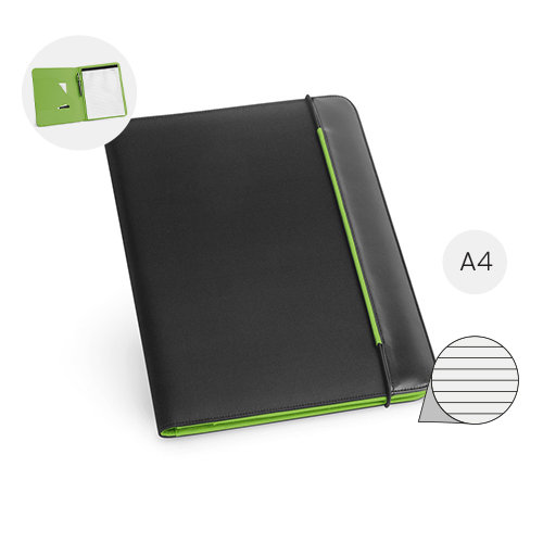 Cartella in similpelle con blocco appunti in formato A4 a pagine a righe