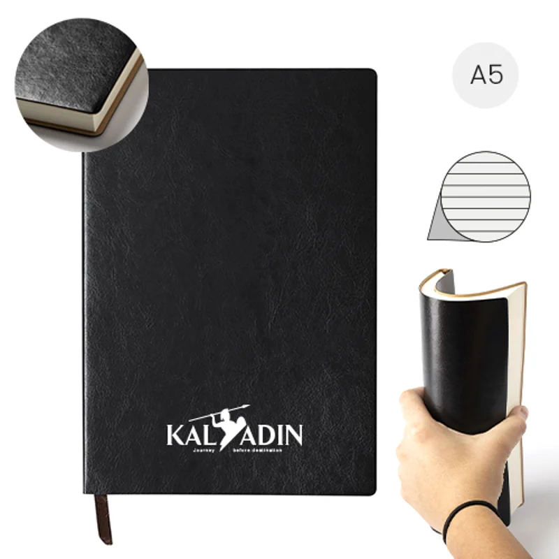 Block notes A5 con copertina in morbida pelle PU e 100 fogli a righe