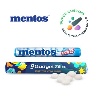Rotolo di Caramelle Mentos avvolte in carta personalizzata