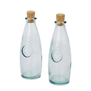 Set di 2 pezzi per olio e aceto in vetro riciclato con coperchio in sughero da 300ml