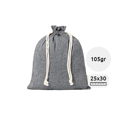 Sacca in cotone riciclato con chiusura a coulisse da 105gr 25×30cm