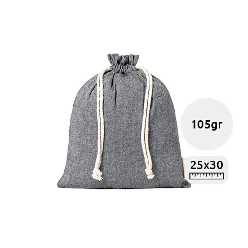 Sacca in cotone riciclato con chiusura a coulisse da 105gr 25×30cm