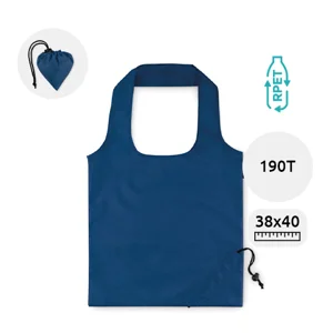 Shopper pieghevole in RPET colorate con manici e chiusura a coulisse da 190T 38x40cm