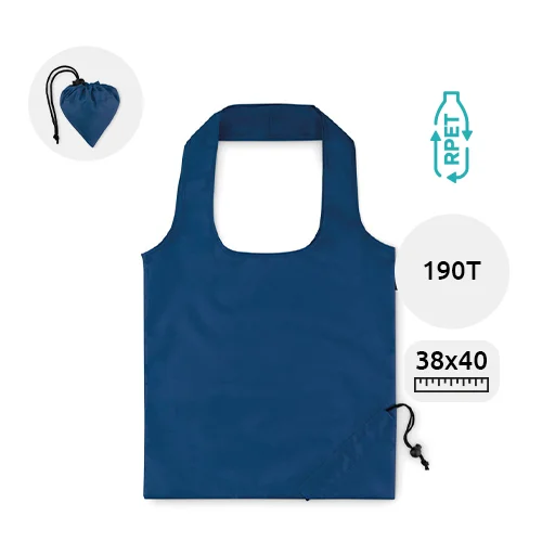 Shopper pieghevole in RPET colorate con manici e chiusura a coulisse da 190T 38x40cm
