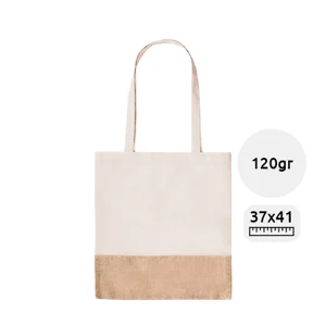 Shopper in cotone e finiture in Juta con manici lunghi da 120gr 37x41cm
