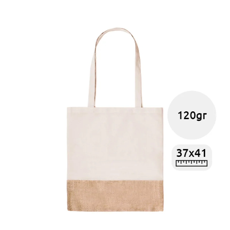 Shopper in cotone e finiture in Juta con manici lunghi da 120gr 37x41cm