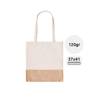 Shopper in cotone e finiture in Juta con manici lunghi da 120gr 37x41cm