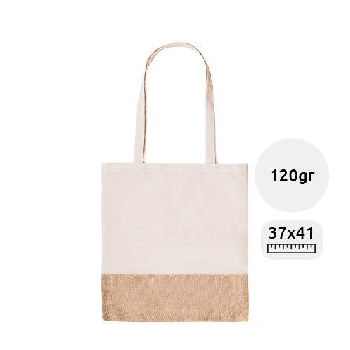 Shopper in cotone e finiture in Juta con manici lunghi da 120gr 37x41cm