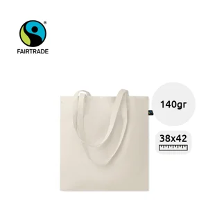 Shopper in cotone equosolidale Fairtrade con manici lunghi da 140g 38x42cm
