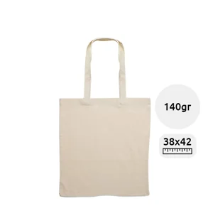 Shopper in cotone con manici lunghi in colore naturale da 140gr 38X42CM