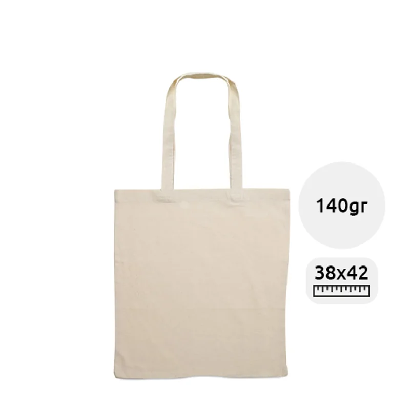 Shopper in cotone con manici lunghi in colore naturale da 140gr 38X42CM