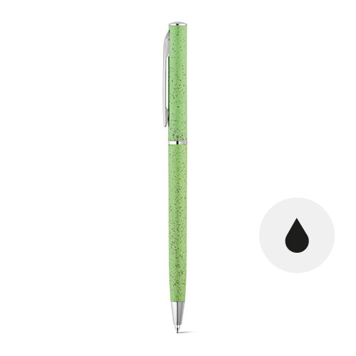 Penna a sfera in fibra di grano e ABS disponibile in vari colori con meccanismo a rotazione e refill nero