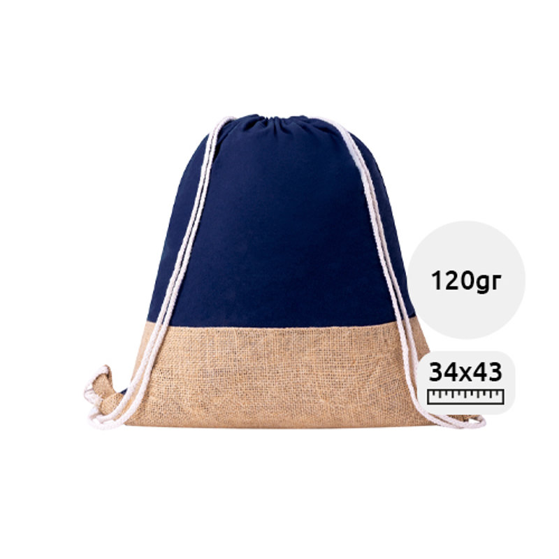 Sacca in cotone e in juta con chiusura acoulisse da 120gr 34x43cm
