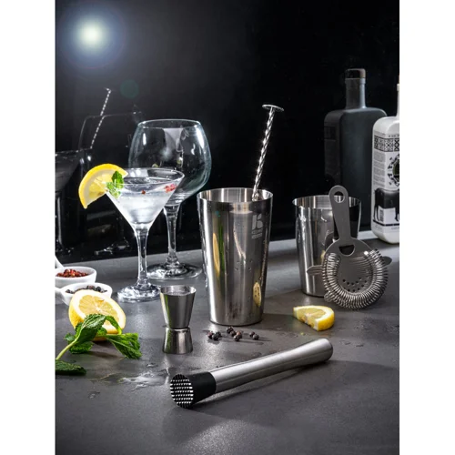 Set da cocktail in acciaio inox da 6 pezzi include confezione regalo e custodia