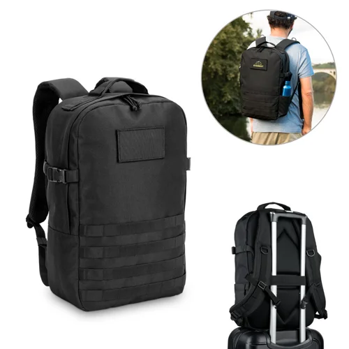 Zaino porta pc da 17.3" in poliestere riciclato 600D con cinghia trolley e tasca laterale