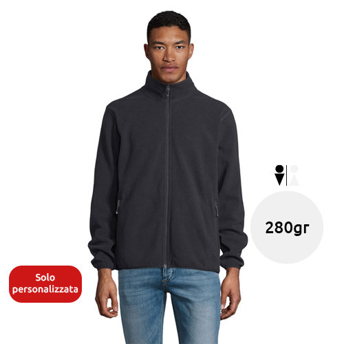 Giacca da uomo in poliestere riciclato con zip intera e tasche laterali 280g