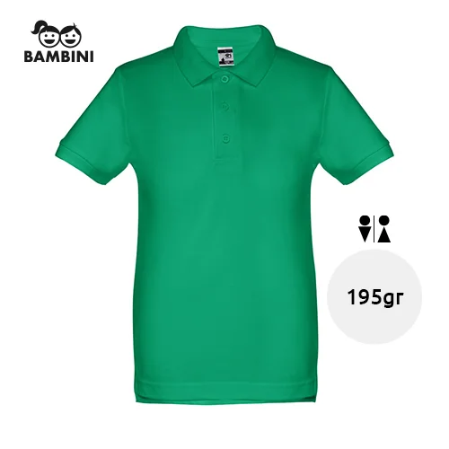Maglietta polo da bambino unisex colori assortiti a maniche corte 100% cotone 195gr