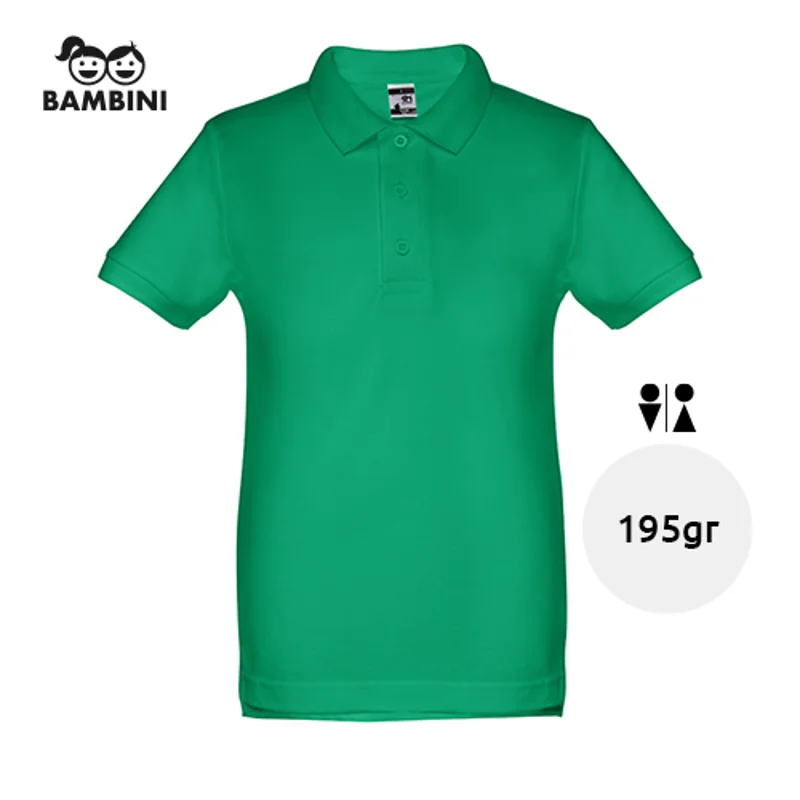 Maglietta polo da bambino unisex colori assortiti a maniche corte 100% cotone 195gr