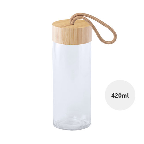 Borraccia in vetro 430ml con coperchio in bambù in confezione regalo