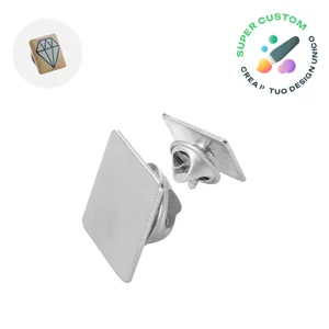 Spilla in metallo quadrata con stampa in resina epossidica