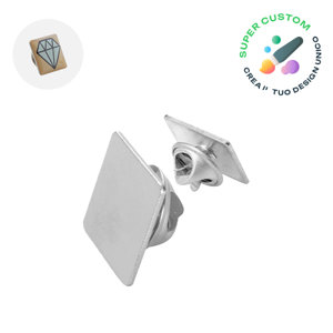 Spilla in metallo quadrata con stampa in resina epossidica
