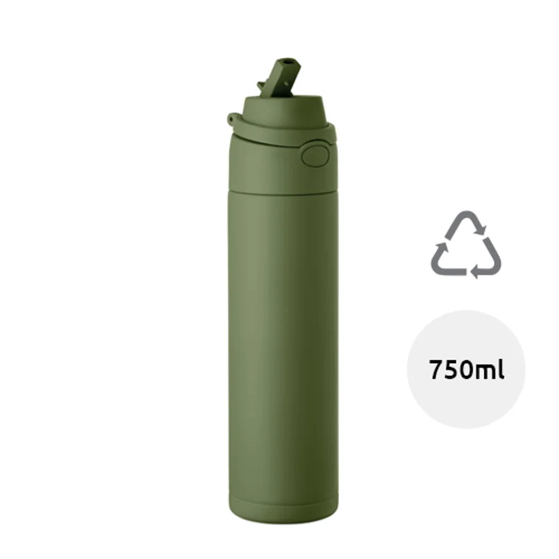 Borraccia in acciaio inox riciclato con beccuccio e manico da 750 ml