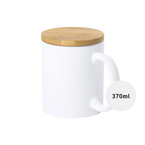 Tazza in ceramica finitura opaca con tappo in bambù 370ml