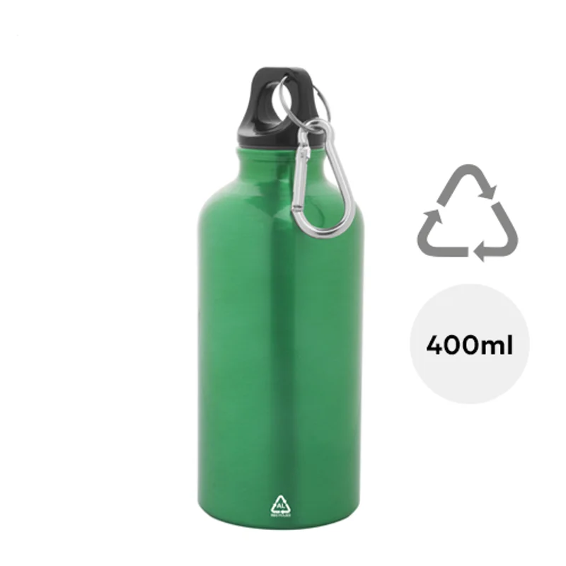 Borraccia in alluminio riciclato con moschettone da 400ml