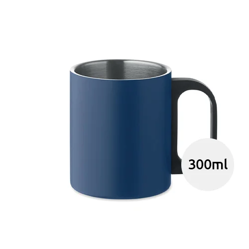Tazza a doppio strato in acciaio inossidabile con manico in PP da 300ml