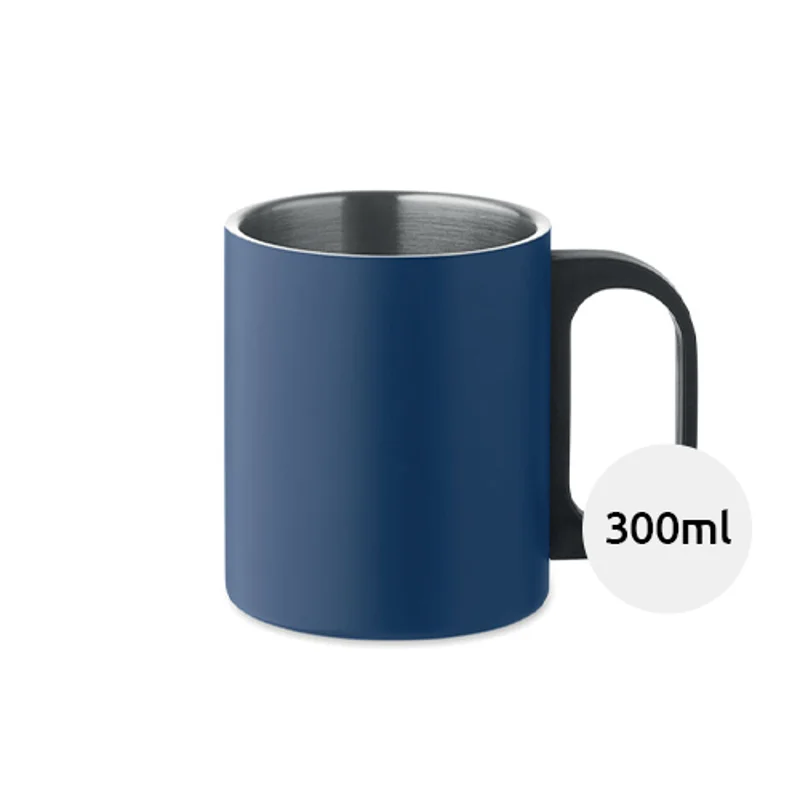 Tazza a doppio strato in acciaio inossidabile con manico in PP da 300ml