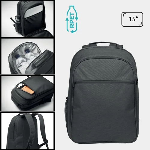 Zaino refrigerante e porta pc da 15" in RPET con tasca laterale in rete