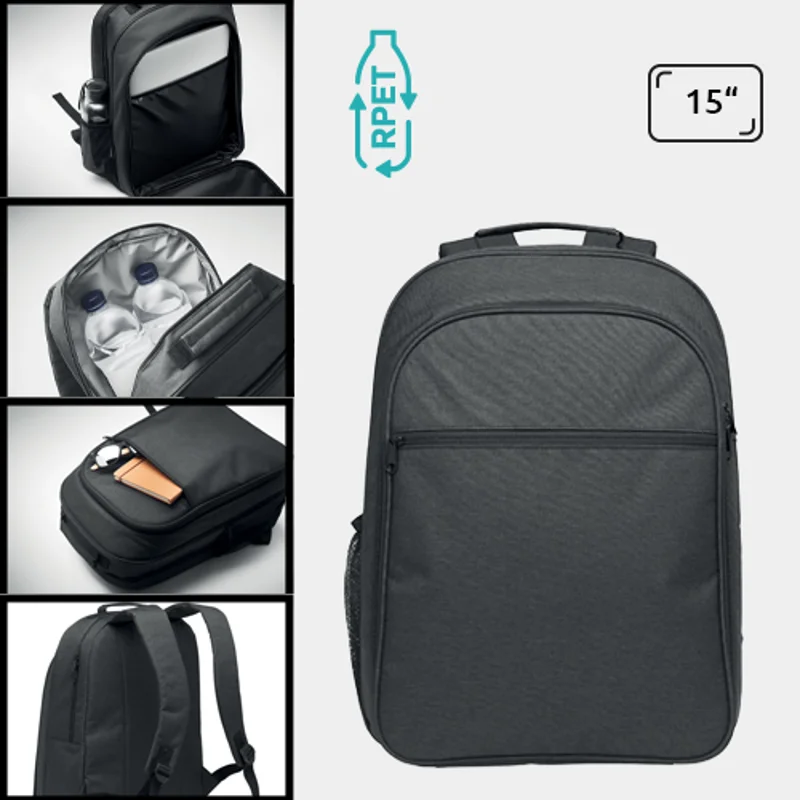 Zaino refrigerante e porta pc da 15" in RPET con tasca laterale in rete