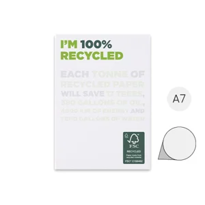 Block notes A7 Desk-Mate in carta riciclata fogli incollati e completamente personalizzabili
