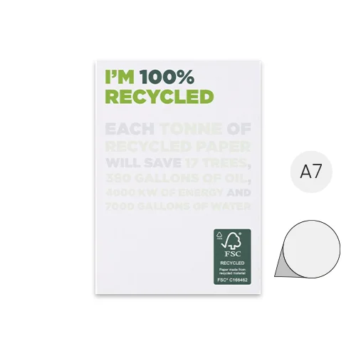 Block notes A7 Desk-Mate in carta riciclata fogli incollati e completamente personalizzabili