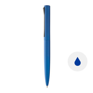 Penna a sfera in alluminio con finitura opaca disponibile in vari colori e con meccanismo a scatto e refill blu