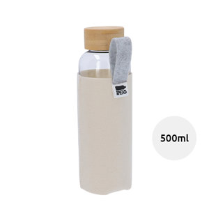 Borraccia in RPET da 500ml con tappo in bambù e rivestimento in feltro RPET personalizzabile in sublimazione