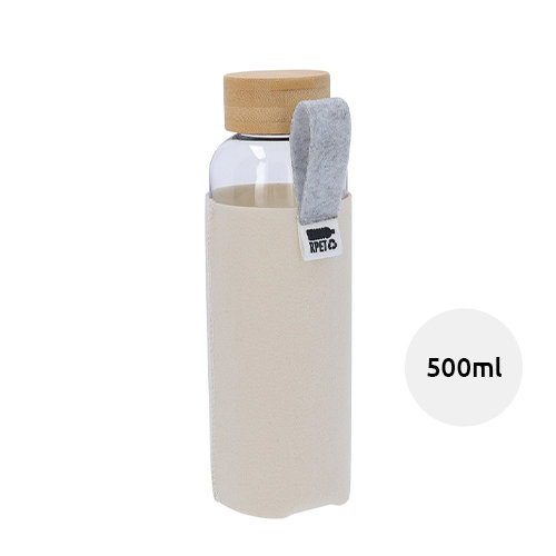 Borraccia in RPET da 500ml con tappo in bambù e rivestimento in feltro RPET personalizzabile in sublimazione