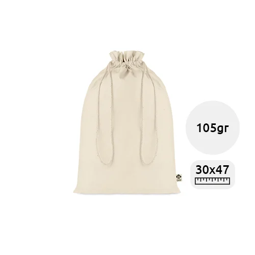 Sacca regalo grande in cotone biologico con chiusura coulisse 30x47cm da 105gr